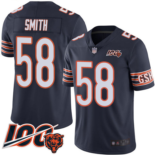 Chicago Bears Limited Navy Blue Men Roquan Smith Home Jersey NFL Football #58 100th Season->nfl t-shirts->Sports Accessory